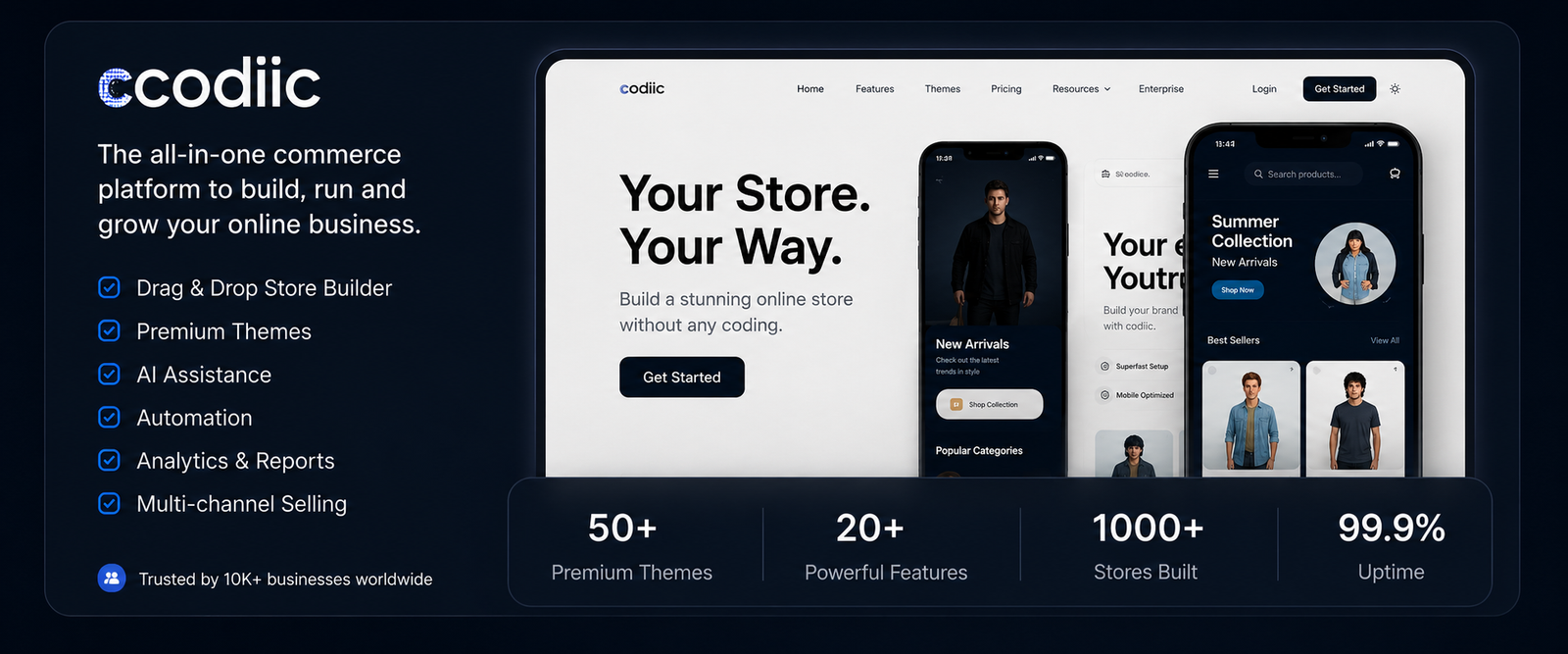 Codiic store dashboard and mobile apps